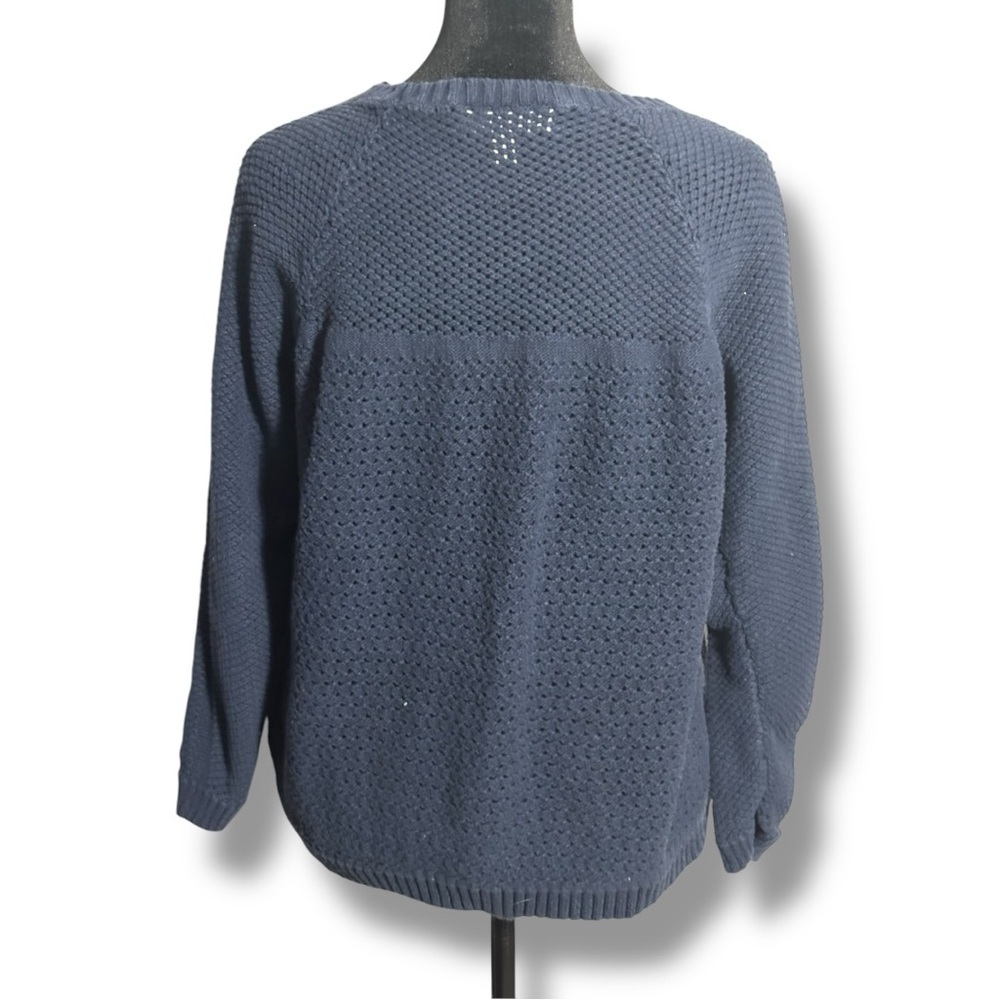 Michael Kors Knit 3/4 Sleeve Lightweight Cotton Comfy Classic Navy Blue Sweater - Picture 5 of 16